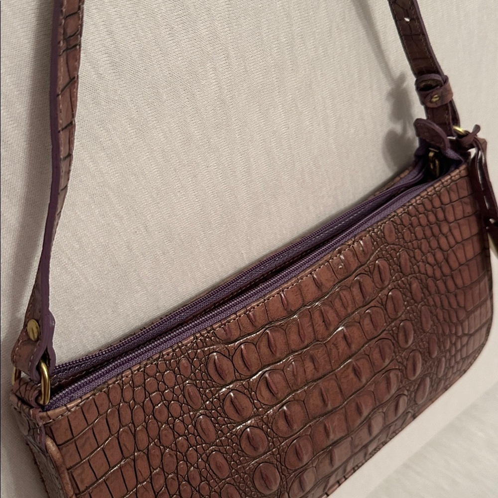 Vintage Brahmin Y2K Croc Embossed Leather Handbag Shoulder Mini Bag w/ Dust Bag - Picture 4 of 16